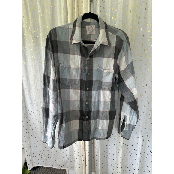 Golden Key 100% Cotton Plaid Fannel Style Button Down Dual Chest Pockets Shirt L - Picture 2 of 6